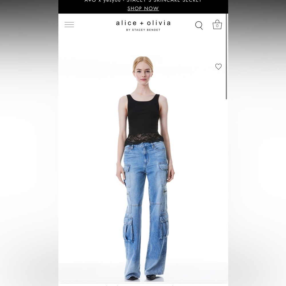Alice + Olivia Black Ribbed Knit Top